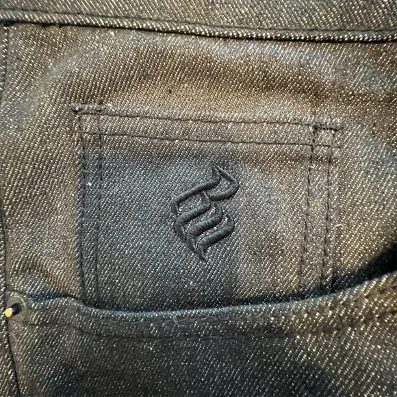 Rocawear Jeans 48x31 Classic Fit BLACK Embroidered Flap Pockets Y2k Baggy Wide - Picture 7 of 10